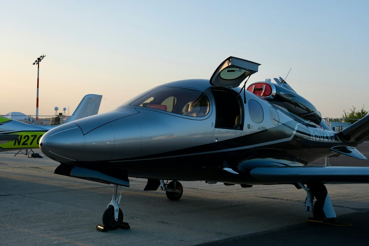 Modern private jet on the tarmac — aircraft sales and brokerage